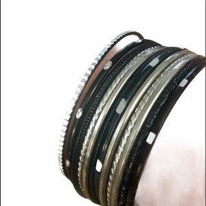 Bracelets | Set/12 Vintage Bangle black silver